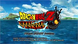 Title screen of Dragon Ball Z Ultimate Tenkaichi on the Microsoft Xbox 360.